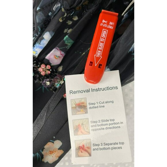 Mac Duggal Sz 10 Black Floral Beaded Waist Formal Gown Maxi Dress NWT - Picture 7 of 10